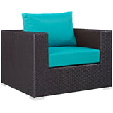 Convene 5 Piece Outdoor Patio Sofa Set Espresso Turquoise EEI-2158-EXP-TRQ-SET