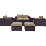 Convene 8 Piece Outdoor Patio Sofa Set Espresso Mocha EEI-2159-EXP-MOC-SET