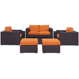 Convene 8 Piece Outdoor Patio Sofa Set Espresso Orange EEI-2159-EXP-ORA-SET