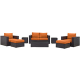 Convene 8 Piece Outdoor Patio Sofa Set Espresso Orange EEI-2159-EXP-ORA-SET