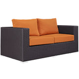 Convene 8 Piece Outdoor Patio Sofa Set Espresso Orange EEI-2159-EXP-ORA-SET