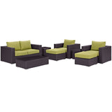 Convene 8 Piece Outdoor Patio Sofa Set Espresso Peridot EEI-2159-EXP-PER-SET