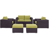 Convene 8 Piece Outdoor Patio Sofa Set Espresso Peridot EEI-2159-EXP-PER-SET