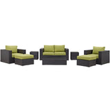 Convene 8 Piece Outdoor Patio Sofa Set Espresso Peridot EEI-2159-EXP-PER-SET