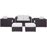 Convene 8 Piece Outdoor Patio Sofa Set Espresso White EEI-2159-EXP-WHI-SET