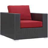 Convene 9 Piece Outdoor Patio Sofa Set Espresso Red EEI-2161-EXP-RED-SET