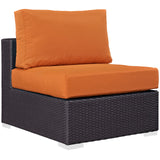 Convene 5 Piece Outdoor Patio Sectional Set Espresso Orange EEI-2163-EXP-ORA-SET