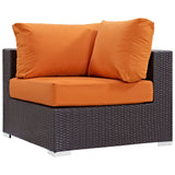 Convene 5 Piece Outdoor Patio Sectional Set Espresso Orange EEI-2163-EXP-ORA-SET