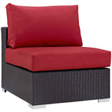 Convene 5 Piece Outdoor Patio Sectional Set Espresso Red EEI-2163-EXP-RED-SET