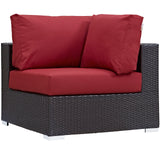 Convene 5 Piece Outdoor Patio Sectional Set Espresso Red EEI-2163-EXP-RED-SET