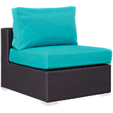 Convene 5 Piece Outdoor Patio Sectional Set Espresso Turquoise EEI-2163-EXP-TRQ-SET