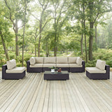 Convene 7 Piece Outdoor Patio Sectional Set Espresso Beige EEI-2164-EXP-BEI-SET