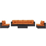 Convene 7 Piece Outdoor Patio Sectional Set Espresso Orange EEI-2164-EXP-ORA-SET