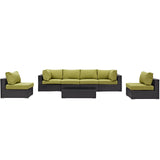 Convene 7 Piece Outdoor Patio Sectional Set Espresso Peridot EEI-2164-EXP-PER-SET