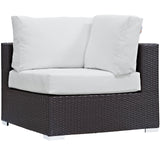 Convene 7 Piece Outdoor Patio Sectional Set Espresso White EEI-2164-EXP-WHI-SET