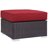 Convene 5 Piece Outdoor Patio Sectional Set Espresso Red EEI-2172-EXP-RED-SET