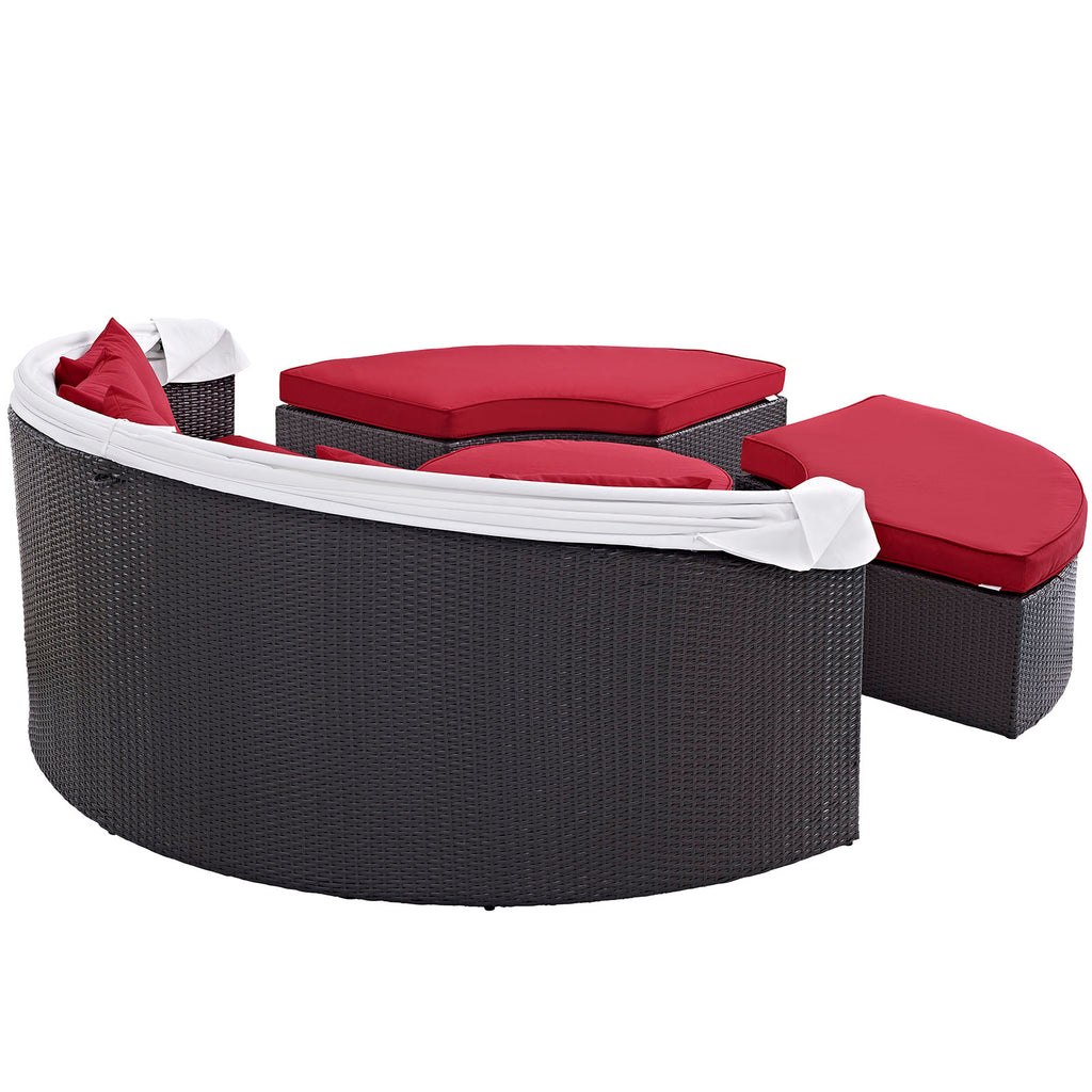 Convene Canopy Outdoor Patio Daybed Espresso Red EEI-2173-EXP-RED-SET