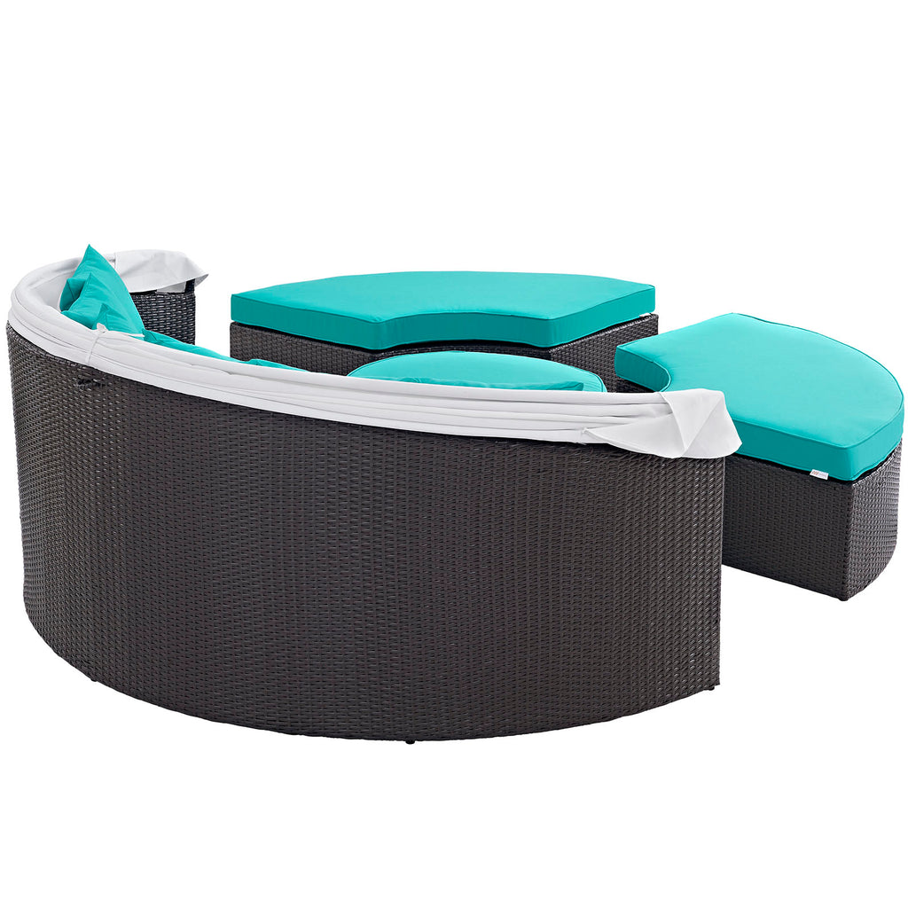Convene Canopy Outdoor Patio Daybed Espresso Turquoise EEI-2173-EXP-TRQ-SET