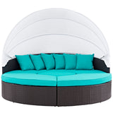 Convene Canopy Outdoor Patio Daybed Espresso Turquoise EEI-2173-EXP-TRQ-SET