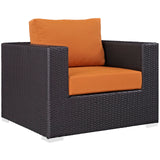 Convene 3 Piece Outdoor Patio Sofa Set Espresso Orange EEI-2174-EXP-ORA-SET