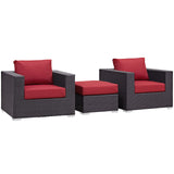 Convene 3 Piece Outdoor Patio Sofa Set Espresso Red EEI-2174-EXP-RED-SET