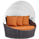 Convene Canopy Outdoor Patio Daybed Espresso Orange EEI-2175-EXP-ORA