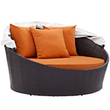 Convene Canopy Outdoor Patio Daybed Espresso Orange EEI-2175-EXP-ORA