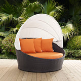 Convene Canopy Outdoor Patio Daybed Espresso Orange EEI-2175-EXP-ORA