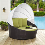 Convene Canopy Outdoor Patio Daybed Espresso Peridot EEI-2175-EXP-PER