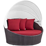 Convene Canopy Outdoor Patio Daybed Espresso Red EEI-2175-EXP-RED