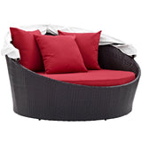 Convene Canopy Outdoor Patio Daybed Espresso Red EEI-2175-EXP-RED