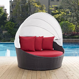 Convene Canopy Outdoor Patio Daybed Espresso Red EEI-2175-EXP-RED