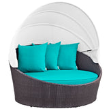 Convene Canopy Outdoor Patio Daybed Espresso Turquoise EEI-2175-EXP-TRQ