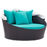 Convene Canopy Outdoor Patio Daybed Espresso Turquoise EEI-2175-EXP-TRQ