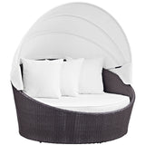 Convene Canopy Outdoor Patio Daybed Espresso White EEI-2175-EXP-WHI