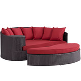 Convene Outdoor Patio Daybed Espresso Red EEI-2176-EXP-RED