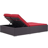 Convene Double Outdoor Patio Chaise Espresso Red EEI-2177-EXP-RED