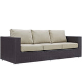 Modway Furniture Convene 3 Piece Outdoor Patio Sofa Set XRXT Espresso Beige EEI-2178-EXP-BEI-SET