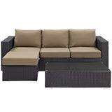 Modway Furniture Convene 3 Piece Outdoor Patio Sofa Set XRXT Espresso Mocha EEI-2178-EXP-MOC-SET