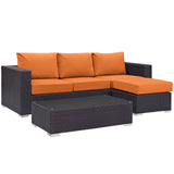 Modway Furniture Convene 3 Piece Outdoor Patio Sofa Set XRXT Espresso Orange EEI-2178-EXP-ORA-SET