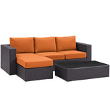 Modway Furniture Convene 3 Piece Outdoor Patio Sofa Set XRXT Espresso Orange EEI-2178-EXP-ORA-SET