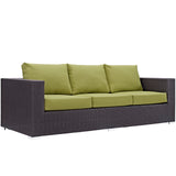 Modway Furniture Convene 3 Piece Outdoor Patio Sofa Set XRXT Espresso Peridot EEI-2178-EXP-PER-SET