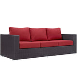 Modway Furniture Convene 3 Piece Outdoor Patio Sofa Set XRXT Espresso Red EEI-2178-EXP-RED-SET