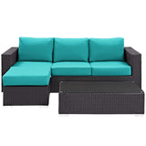 Modway Furniture Convene 3 Piece Outdoor Patio Sofa Set XRXT Espresso Turquoise EEI-2178-EXP-TRQ-SET