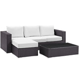 Modway Furniture Convene 3 Piece Outdoor Patio Sofa Set XRXT Espresso White EEI-2178-EXP-WHI-SET