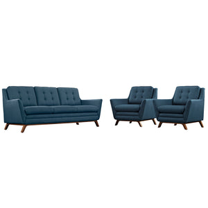 Beguile 3 Piece Upholstered Fabric Living Room Set Azure EEI-2184-AZU-SET