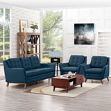 Beguile 3 Piece Upholstered Fabric Living Room Set Azure EEI-2184-AZU-SET