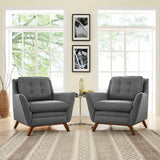 Beguile 2 Piece Upholstered Fabric Living Room Set Gray EEI-2185-DOR-SET