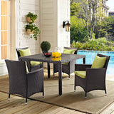 Convene 5 Piece Outdoor Patio Dining Set Espresso Peridot EEI-2191-EXP-PER-SET