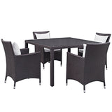 Convene 5 Piece Outdoor Patio Dining Set Espresso White EEI-2191-EXP-WHI-SET